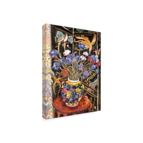 Lorraine Platt 'Cornflowers And Bird Screen' Canvas Art,24x32